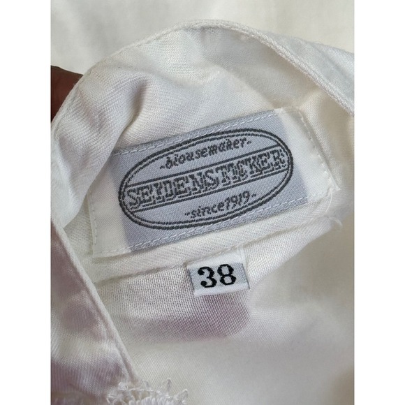 Seidensticker White Floral Embroidered Lace Trim Blouse Top Size 38 Vintage - Picture 14 of 16